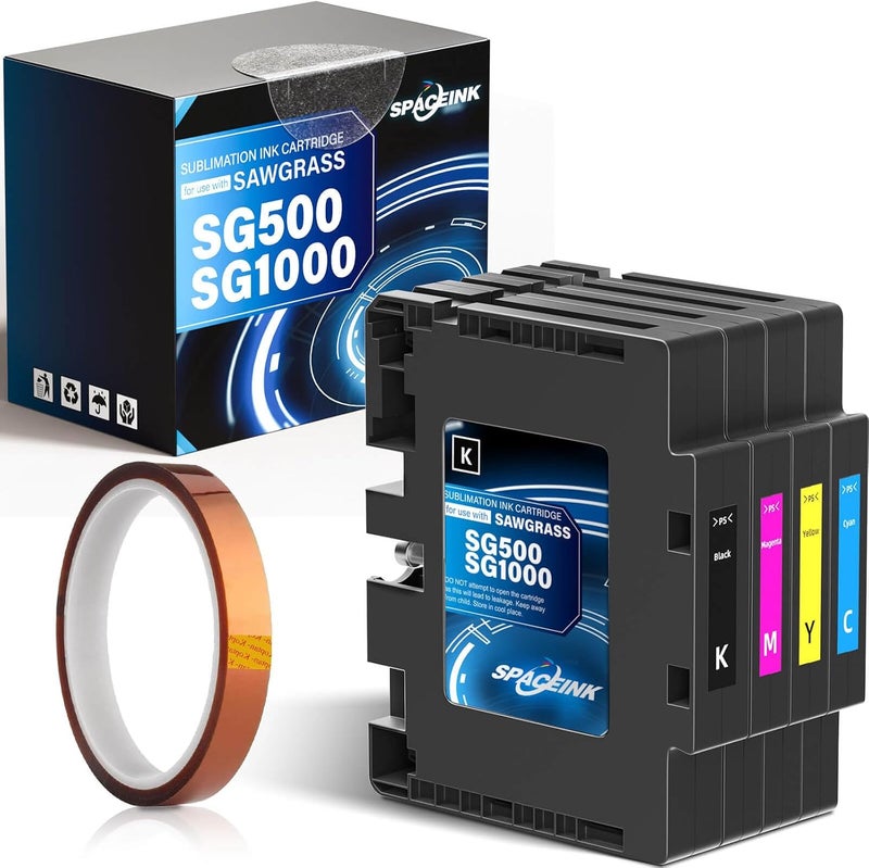 Spaceink New SG500 SG1000 Sublimation Ink Cartridge Compatible for Sawgrass Virtuoso SG500 SG1000 Printers(1 Black, 1 Cyan, 1 Magenta, 1 Yellow, 4-Pack) - Image 1